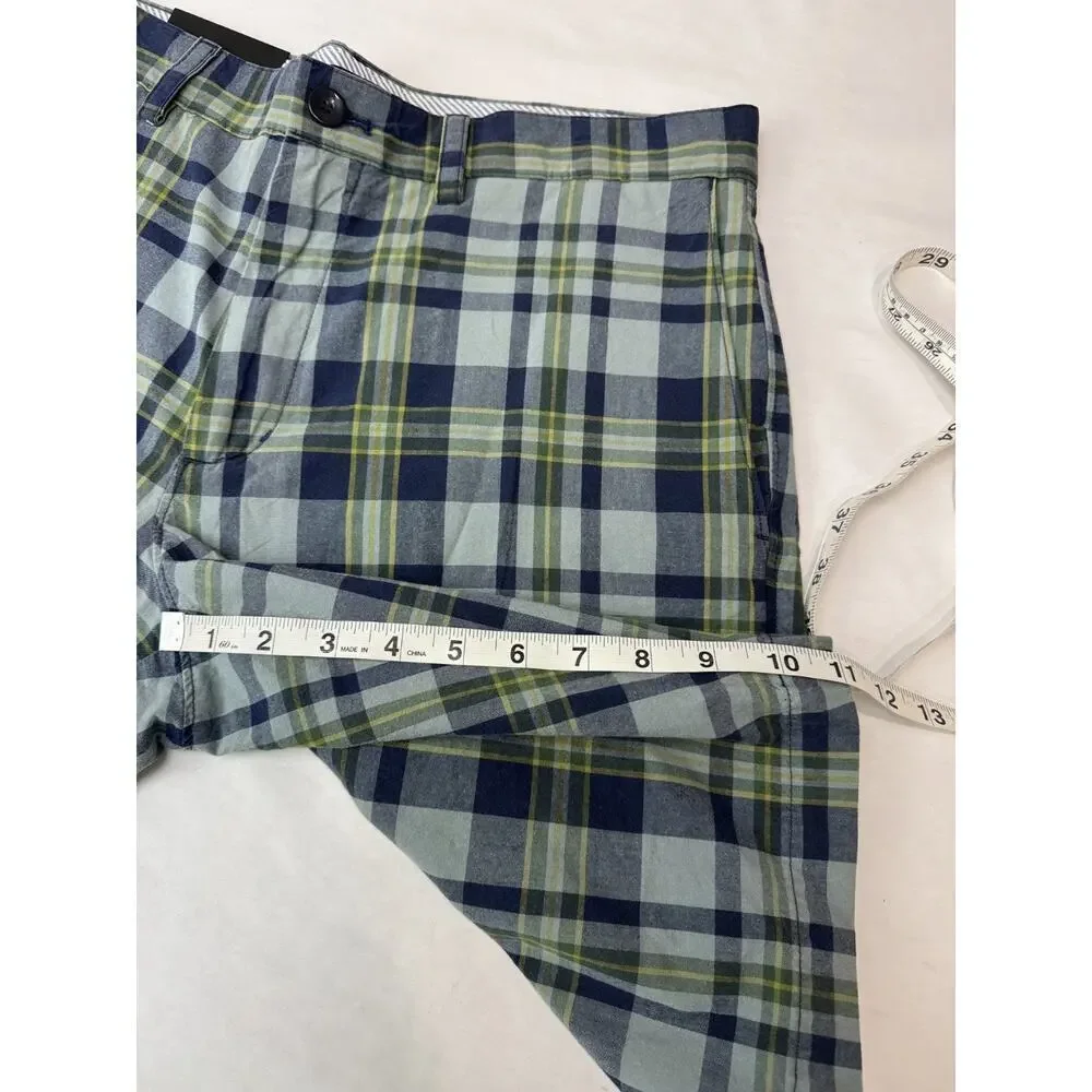 NWT Banana Republic Men's Plaid Shorts Preppy Golf Flat Front Blue Men Size 33